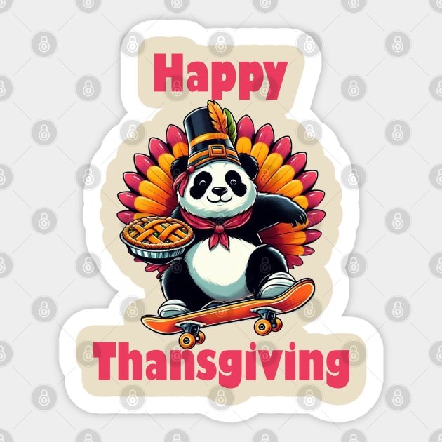 Thanksgiving Panda Sticker by BukovskyART